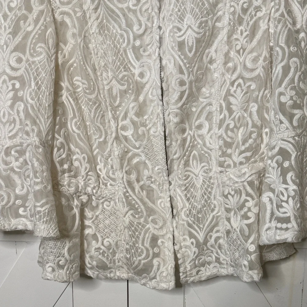 INC International Concepts White Lace Open-Front Blazer - Picture 4 of 9